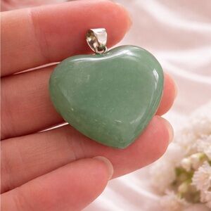 Green Aventurine Heart Pendant Necklace Charm 💚